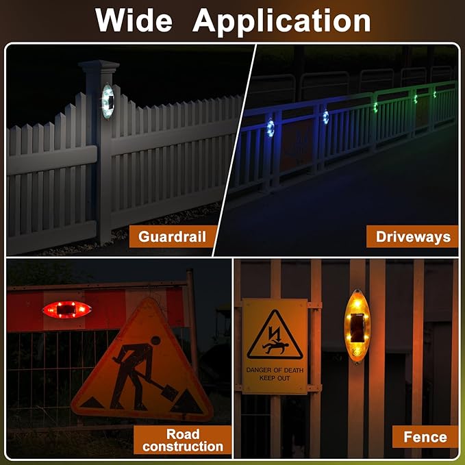 Aolyty Solar Strobe Warning Light Outdoor, Bright Solar Safety Flashing Light 4 Pack Road Signs IP54 Waterproof for Construction Site, Traffic, Dock, Marine, Stop Sign (Yellow)