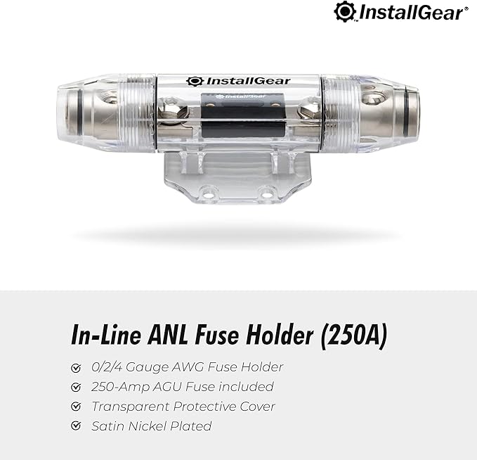 InstallGear 0/2/4 Gauge AWG in-Line ANL Fuse Holder with 250 Amp Fuse
