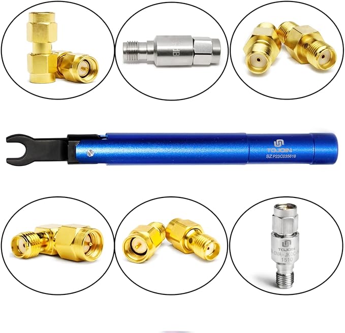 SMA Torque Wrench for RF Connector, 8mm Opening, 0.9 Nm Torque, Alloy Steel Material, Blue Color