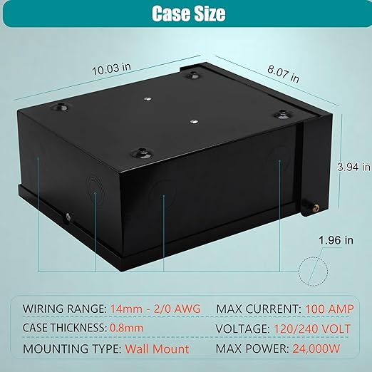 Automatic Transfer Switch, 100 Amp 3 Pole Auto Transfer Switch for Home Generator, 120/240-Volt 24,000W Stronger Stability, for Outdoor and Indoor with Ground, General 60HZ (100A-3P-10 x8 x4)