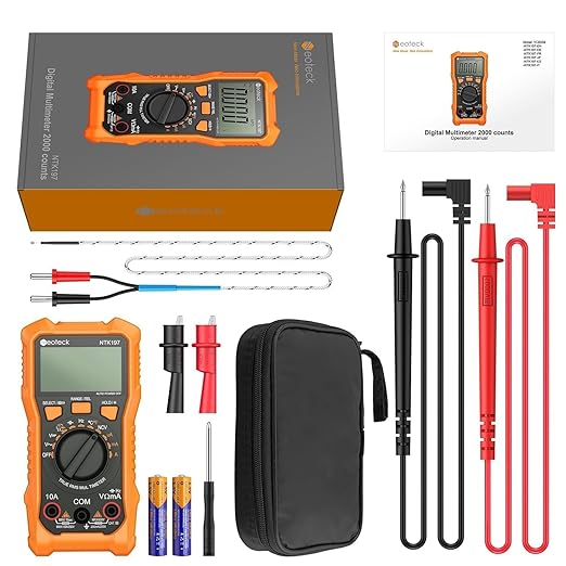 Neoteck 2000 Counts Digital Multimeter Voltmeter Tester with NCV, LCD for AC/DC Voltage&Current, Resistance, Capacitance, Live Wire, Frequency, Temperature, Duty Cycle, Continuity, Diode Measuring