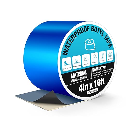 Blue Waterproof Tape for Pools, 4" x 16ft, Heavy Duty Strong Adhesive Pool Cover Tape for Roof Leak Repair, RV Roof, Pipe Sealing, Awning, HVAC, Marine