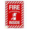 Fire Extinguisher Inside Sign, Fire Safety Sign, 10x7 Inches, 4 Mil Vinyl Decal Stickers Weather Resistant UV Protected, Made in USA