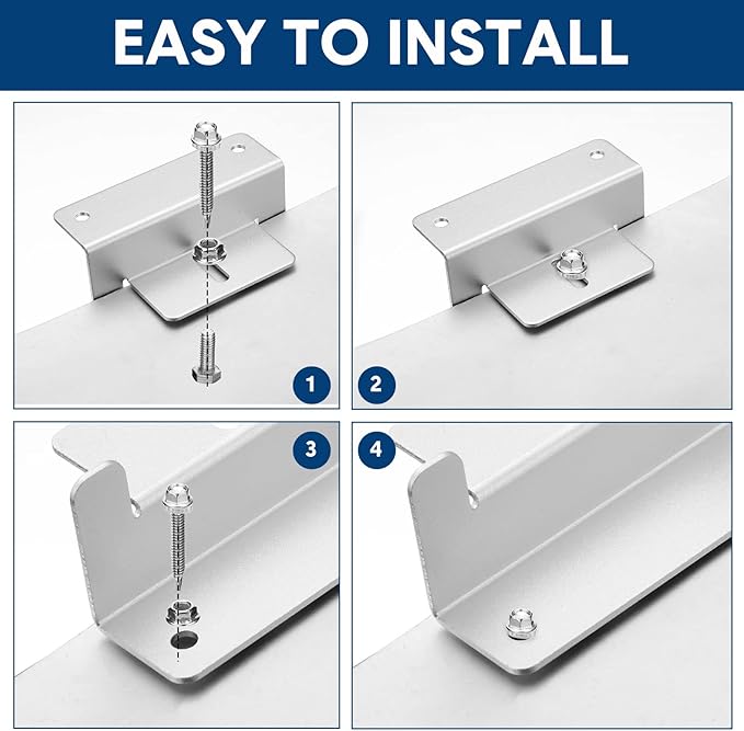 Konohan 10 Set Solar Panel Mounting Brackets Z Bracket Aluminum Solar Panel Mounting Brackets Kit with Nuts and Bolts for RV, Boat, Wall, Caravans, Yacht and Other Gird Installation