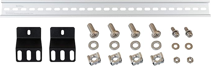 DIN Rail Mounting Bracket | Rack Mount DIN Rail Kit Rack Ears DIN Rail Slotted Aluminum Alloy Oxidation Length 17 Inch Width 35mm Height 7.5mm