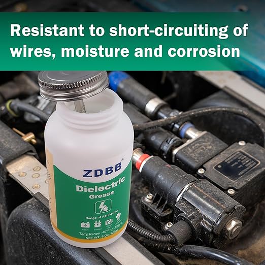 Dielectric Grease for Automotive Electrical Connectors, Electric Silicone Paste with a Brush, Di Electric Grease Spark Plug, Battery Terminal, Wiring, Marine Against Salt Corrosion 8 oz (1pcs)