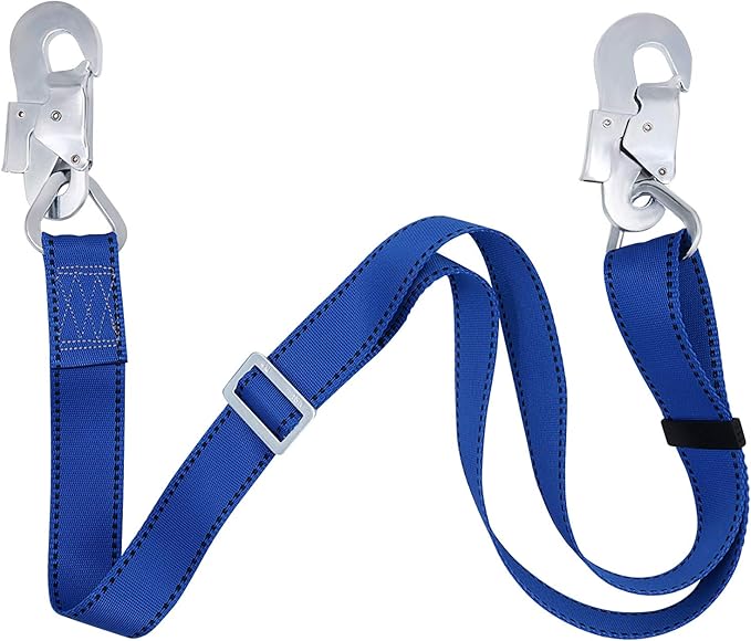 NTR Safety Harness Lanyard, Fall Protection Lanyard and Safety Belt Adjustable,from 4-Feet to 6-Feet Outdoor Tree Climbing Belt Restraint Lanyards With Large Snap Hooks