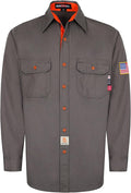 BOCOMAL FR Shirts for Men Flame Resistant Light Weight NFPA2112 Fire Retardant Welding Shirt Water & Oil Repellent Finish