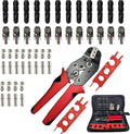 51 PCS Solar Crimper Tool Kit, Solar Panel Connector Crimping Tool with 24 Pairs Connectors,1 PCS Wire Crimper,2 PCS Multi-Functional Spanners Wrench for PV System Assembly and Installation