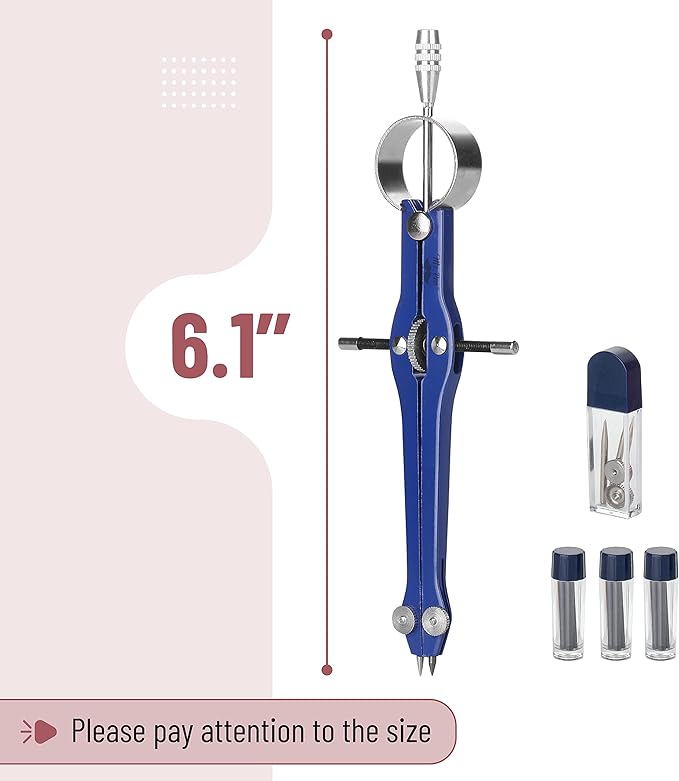 Mr. Pen- Professional Compass with Lock and Free Life TIME Lead Replacement, Compass for Geometry, Spring Bow Compass, Precision Compass Math, Drafting Compass