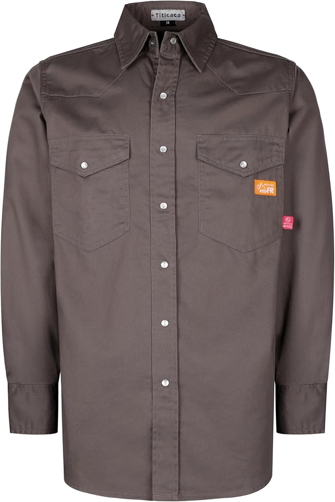Titicaca FR Shirts for Men 6.5oz Lightweight Flame Resistant Button Down Work Shirt Fire Retardant Welding Shirt