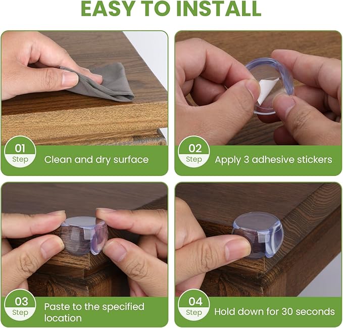 Corner Protectors for Baby–16 Pack Clear Furniture Corner Guards Non‑Toxic Baby Proofing Safety Bumpers for Tables Cabinets Easy Peel Stick Installation Furniture Edge Protection for Kids