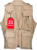 Humvee Utility Vest with 21 Pockets -Travel, Safari, Hunting, Camping, 100% Cotton, Tactical Jacket for Men & Women