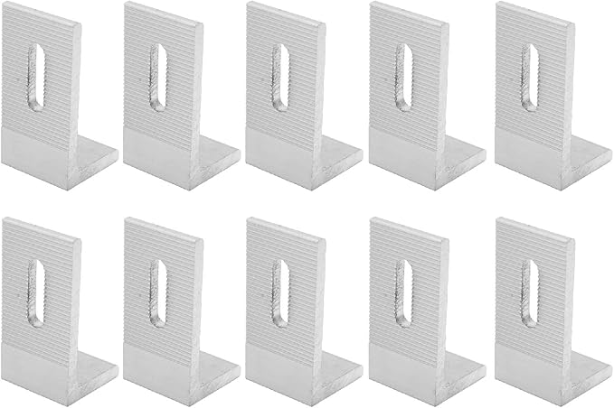 10Pcs Solar Panel Mounting Brackets, L Foot Solar Roof Mount, Aluminum Alloy Solar Panel Bracket Kit, Glossy Photovoltaic Brackets for Roof PV System, 3.14x1.57x1.57in