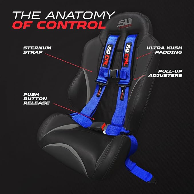 1pc 4 Point Harness for Bucket Seat, Push Release, 10 Color Options, Racing Harness, Race Car, Off Road, UTV, RZR