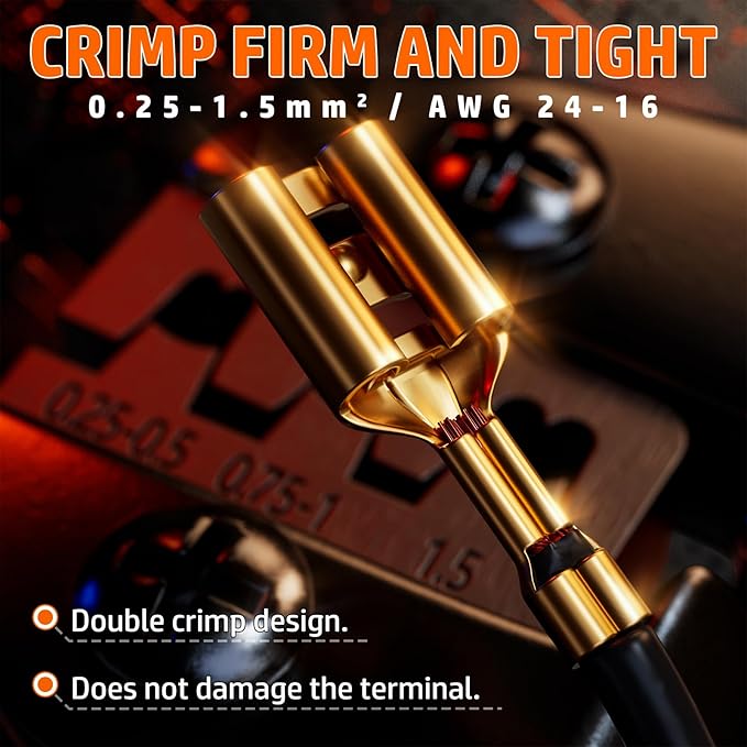 PEBA Open Barrel Crimping Tool Kit - 20 Sizes Spade Connectors Open Terminals & AWG 24-14 Ratcheting Wire Crimper, 2.8/3.9/4.8/6.3mm Non-Insulated Copper Terminals for Car Audio Speaker, Auto Wiring