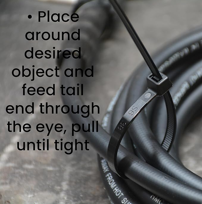 Pro Tie Heavy Duty Cable Ties, Self-Locking Nylon Cable Wire Ties for Indoor and Outdoor Use | 11.9-Inch, 120 lbs. Tensile Strength, UV Black Nylon, 100-Pack (PN: B11HD100)