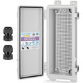 TICONN Outdoor Electrical Box Waterproof, Junction Box IP67 ABS Plastic Enclosure with Hinged Cover with Mounting Plate, Wall Brackets, Cable Glands (Off-White, 10.2"x4.3"x3.0")