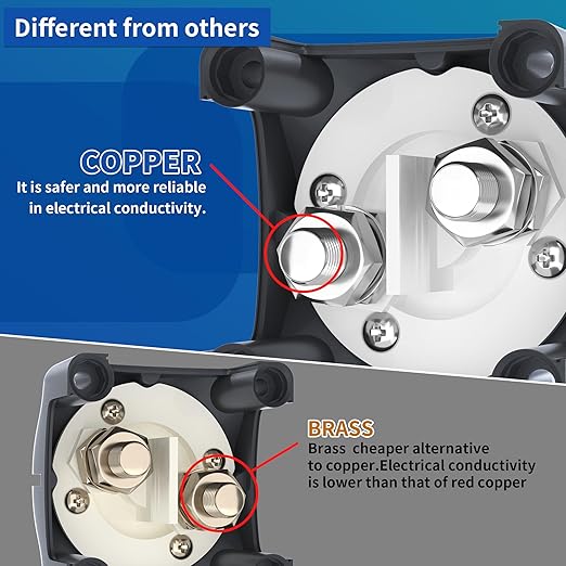Joinfworld Battery Disconnect Switch 12V-48V Waterproof Marine Battery Cut Off Switch Master for Car Boat RV ATV UTV Vehicles