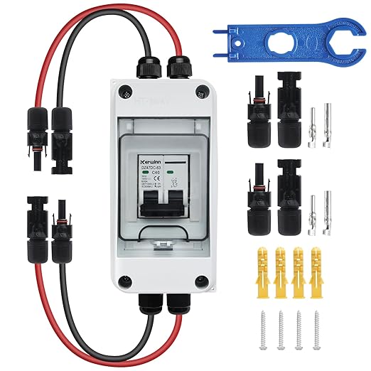 Solar Panel Disconnect Switch, PV Disconnect Switch,Miniature Circuit Breaker Box IP65 Waterproof AC/DC Disconnect Box for RVs,photovoltaic Solar Panel(40A 1000V)