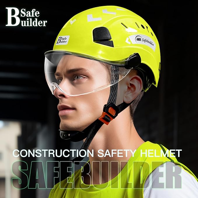 Construction Safety Helmet with Visor ABS Hard Hat Adjustable Ventilation Hardhats Industrial Work Head Protection for Men Certified ANSI/ISEA Z89.1