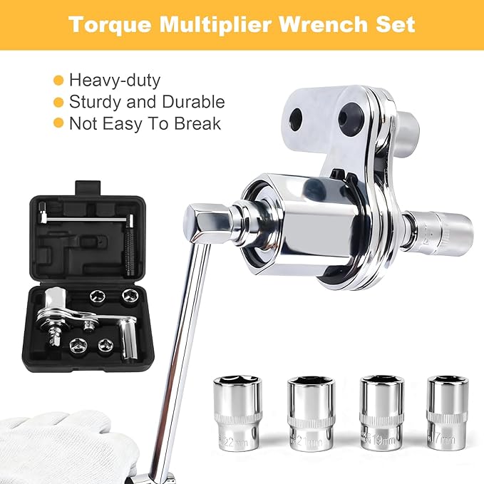 Torque Multiplier Wrench Set, Heavy Duty Labor Saving Lug Nut Remover, 1/2" Drive Square, 1:16 Gear Ratio Hand Lug Nut Wrench Kit for Automotive Tire Nuts Removal (Max 680NM)