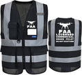 Reflective Security Safety Vests Heavy Duty with 7 Pockets and Front Zipper