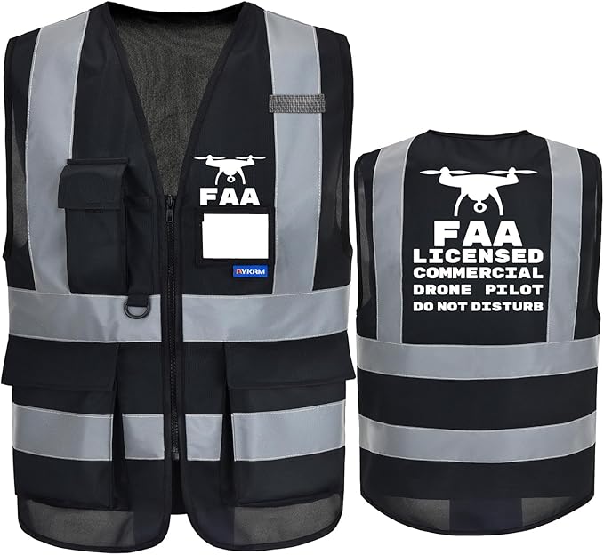 Reflective Security Safety Vests Heavy Duty with 7 Pockets and Front Zipper