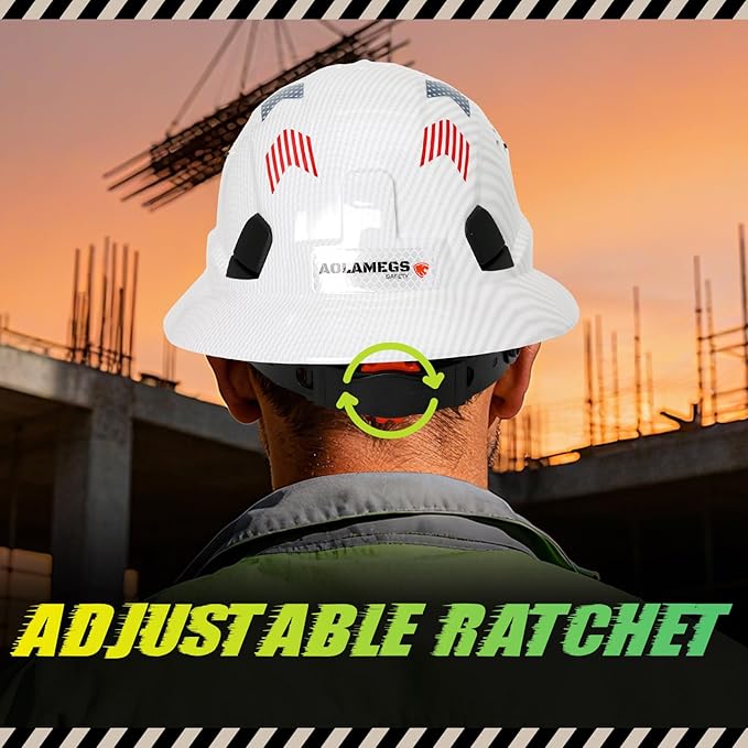 Carbon Fiber Pattern Full Brim Hard Hat with Visor-OSHA Approved Construction Safety Helmet for Men Women,ANSI Z89.1 Vented Reflective Hardhat with Hard Hat Chin Strap,6-Point Suspension