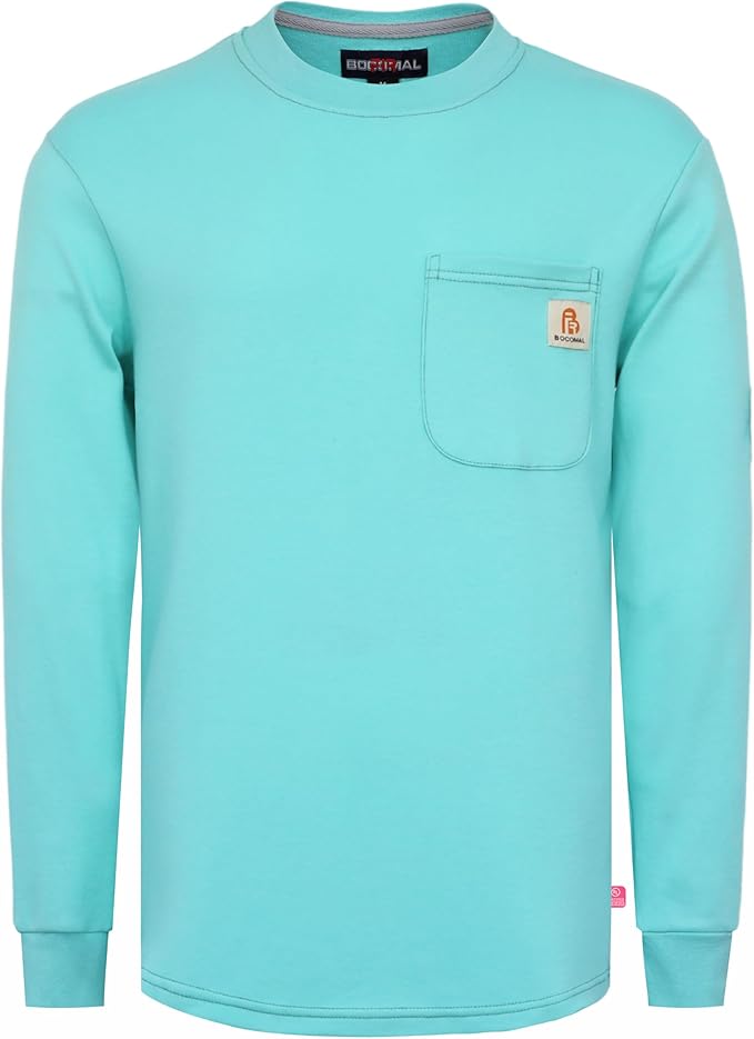 BOCOMAL FR Shirts Crewneck 7oz Midweight Flame Resistant Clothing NFPA2112 CAT2 Men's Fire Retardant Work Shirt