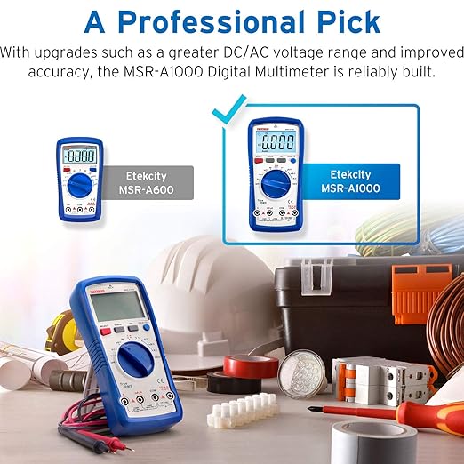Etekcity Professional Digital Multimeter Voltmeter A1000, AC/DC Voltage Tester, TRMS 6000 Counts, Current, Resistance, Frequency, Continuity, Capacitance, Diode, Temperature, NCV