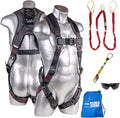 Palmer Safety Fall Protection Safety Harness Kit I Construction Harness + Various Lanyard + D-Ring Extender