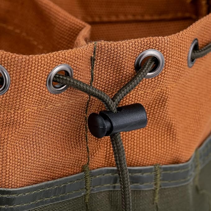 BucketBoss 25001 Canvas Organizer Parachute Bag with 19 Pockets for Nails,Screws, and Bolts in Brown