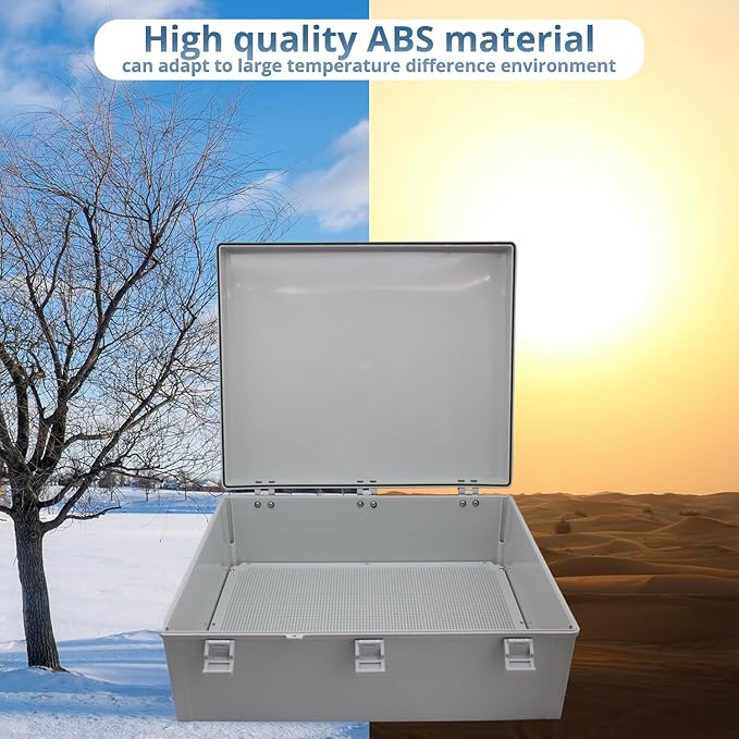 MAKERELE Large Junction Box Waterproof Plastic IP67 Vented Outdoor Enclosure Box 2 NPT 1”Glands and Adjustable Clamp*2 Hinged Cover Junction Box Plastic (23.6"*19.7"*8.7")