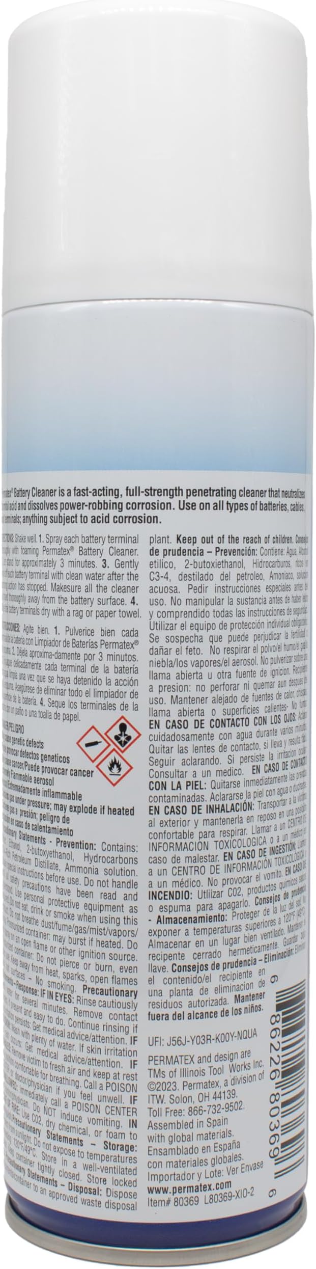 Permatex 80369 Battery Cleaner, 5.75 oz. net Aerosol Can