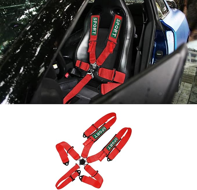 BESTZHEYU 5-Point Racing Harness Set SFI with Ultra Comfort Heavy Duty Shoulder Pads