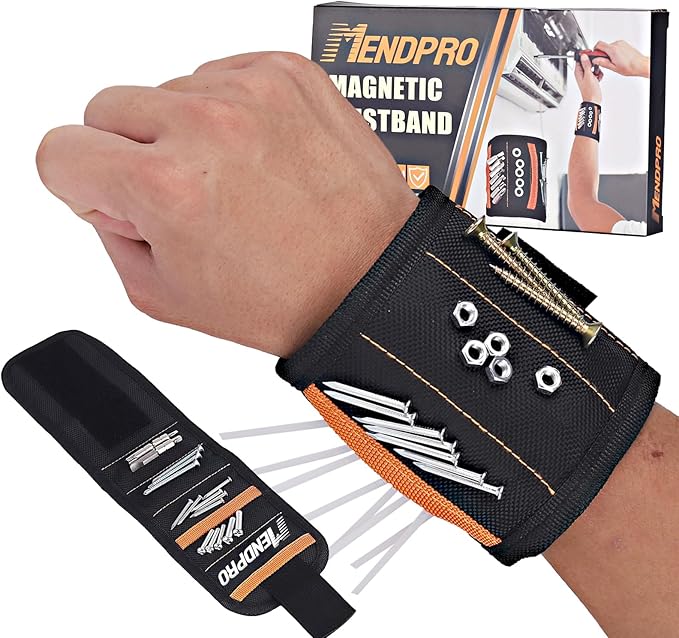 Magnetic Wristband for Tools, Screws, Nails and Drill Bits, Made from 15 Strong Magnets, Wrist Magnetic Screw Holder, Christmas Gift Ideas, Tool Gifts for Men, Dad, Husband, Grandpa, Handyman