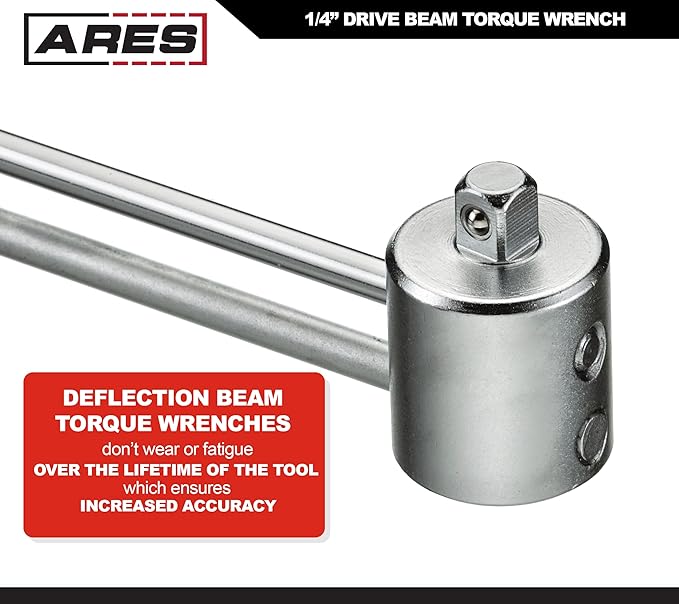 ARES 70213-1/4-inch Drive Beam Torque Wrench - 0-80 Inch/Pounds and 0-9 Newton/Meter Torque Wrench - High Visibility Markings for Easy Readings