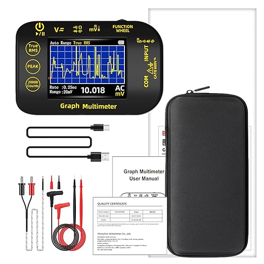 BSIDE 20000 Counts Digital Multimeter Date Recorder, 1uV/1000V Photovoltaic/Miners Voltmeter Tester, TRMS with Rechargeable, Measures Capacitance Diode MAX/MIN/PEAK Voltage Temperature Ohm Continuity