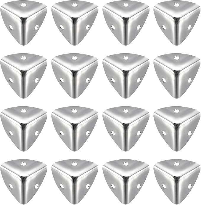 uxcell Metal Box Corner Protectors Edge Guard Protector 25 x 25 x 25mm Silver Tone 32pcs for Table Corners and Desk Corners
