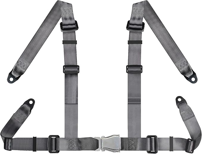 Yakitoko Universal 4 point Safety Harness Set 2" Fits Go Kart,UTV,ATV,Racing Gray