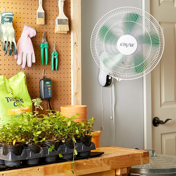 Active Air ACF16 16 inch 3-Speed Wall-Mountable 90-Degree Oscillating Hydroponic Grow Fan