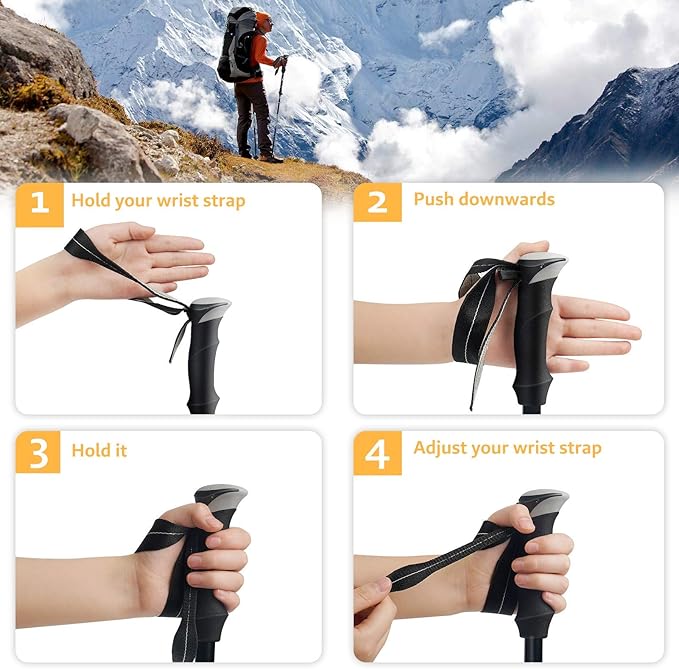 Covacure Trekking Poles Collapsible Hiking Poles - Aluminum Alloy 7075 Trekking Sticks with Quick Lock System, Telescopic, Collapsible, Ultralight for Hiking, Camping & Backpacking
