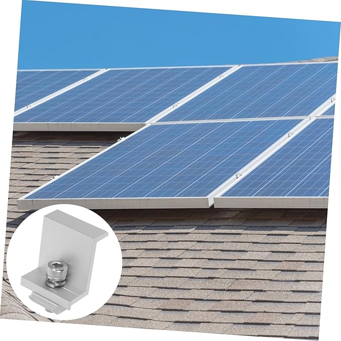 12pcs Solar Panel Rack Clips Metal Bracket Clips for Solar Panel Installation Easy to Install Suitable for Outdoor Use Earth Clamp