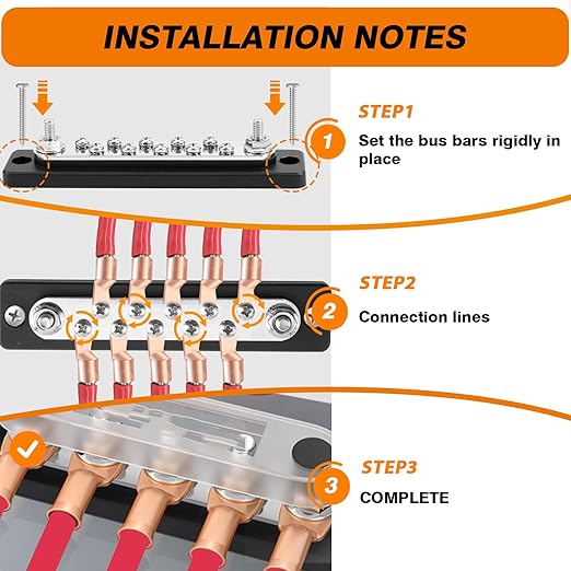 Common Busbar Power Distribution Block Battery Terminal Block for Car & Marine Applications 1/4" M6 150A with Dustproof Cover & Screw CBB (20 Poles)