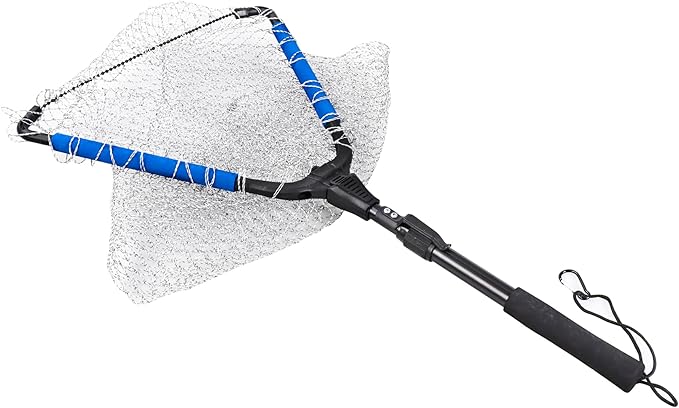 RESTCLOUD Fishing Landing Net with Telescoping Pole Handle, Fishing net Freshwater for Kids Men Women, Extend to 40-63 Inches