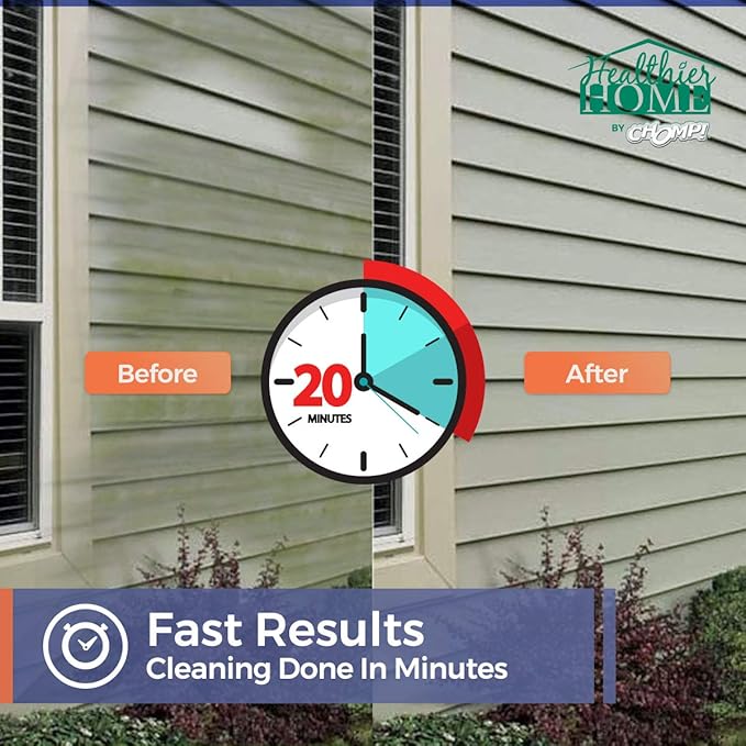 CHOMP! World’s Best Gutter Cleaner: Ultimate Gutter Cleaning Solution for All Types of Rain Gutters, Siding and Metal Trim - Instantly Clean Black Streaks, Filth, Dirt and More - 1 Gallon