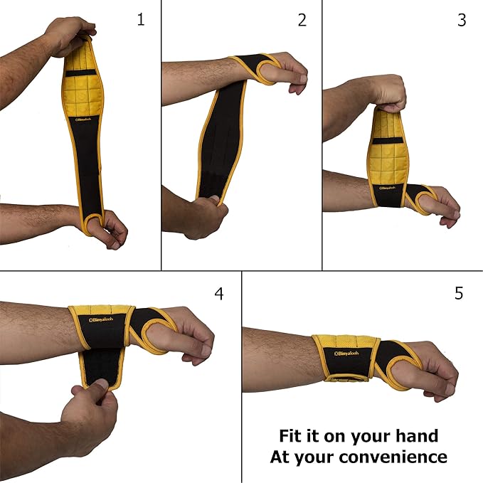 BINYATOOLS Magnetic Wristband for Tools Gift for Him Magnet Screw Holder Wrist Support Keeps Screws Nails, Drill Bits Handy Unique Tool Gadgets Men’s Gadgets Dad Gadgets