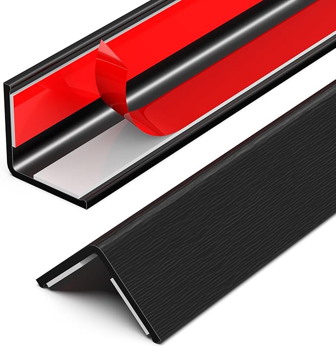 Wall Corner Protector, Walls Edge Protector，Self-Adhesive Wall Corner Guards,PVC Double Side Edge Protector， Furniture Stairs Guard (Black Wood Grain 2PCS 90cm/35.4in)