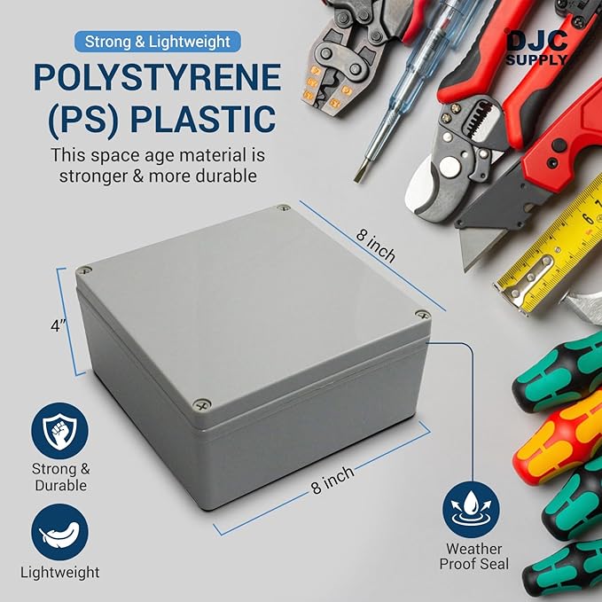 Co. 4" x 4" x 2.4" Weather & Dust Proof PS Plastic Junction Conduit Box Electronics Enclosure 1 Pack
